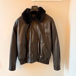 Nico Pierguidi Italian Leather Bomber Jacket Shearling Lined Men’s 40 42